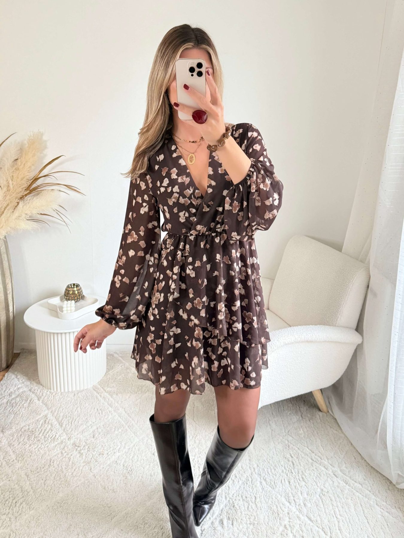 Robe fleurie chocolat - Cassie