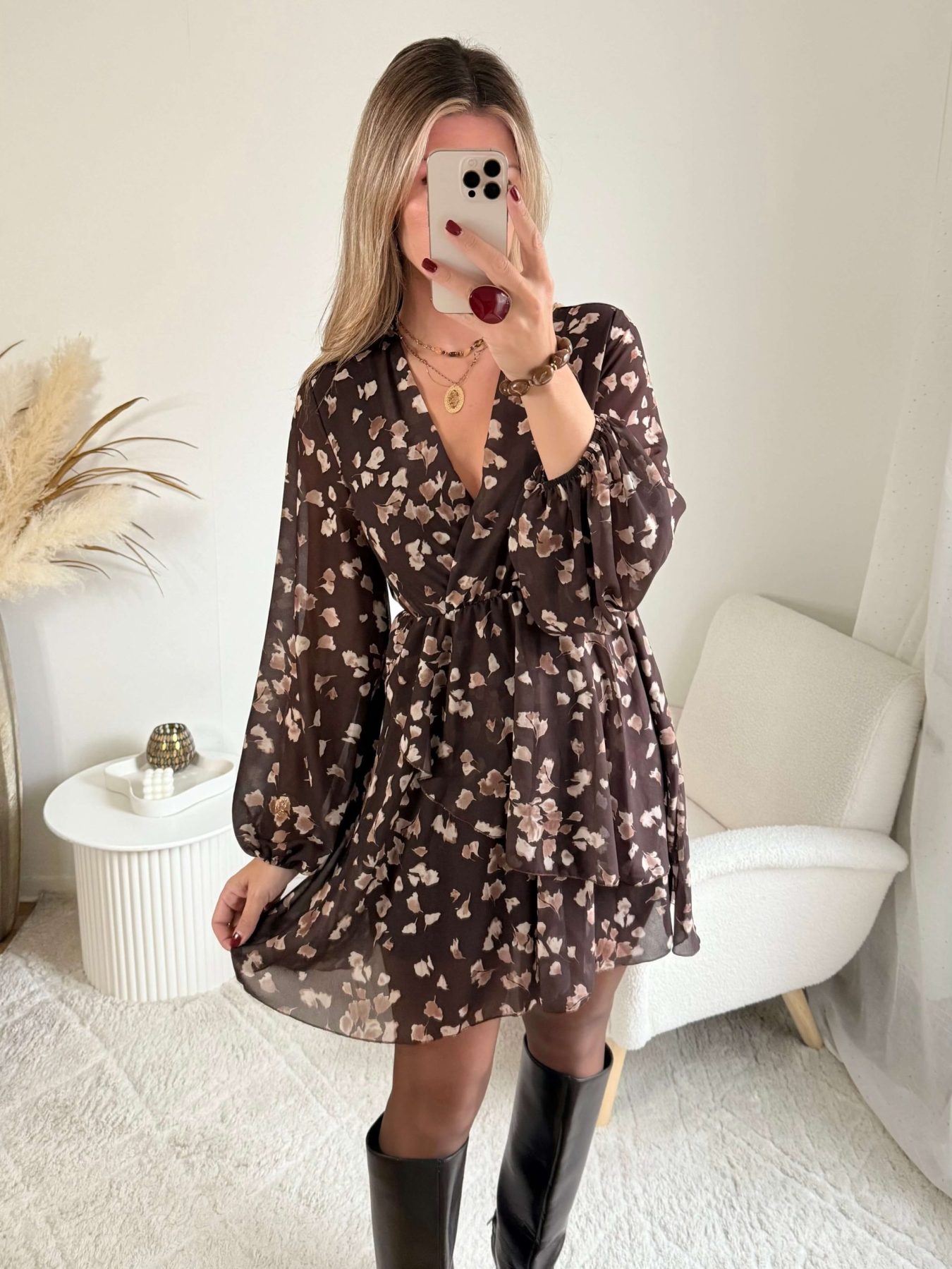 Robe fleurie chocolat - Cassie