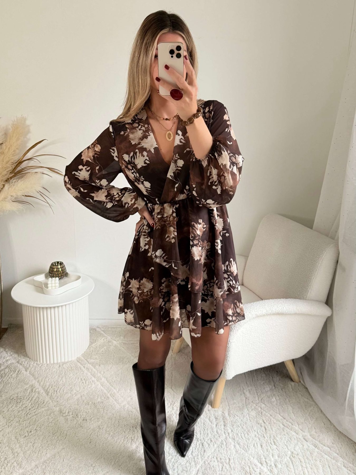 Robe fleurie marron - Cassie