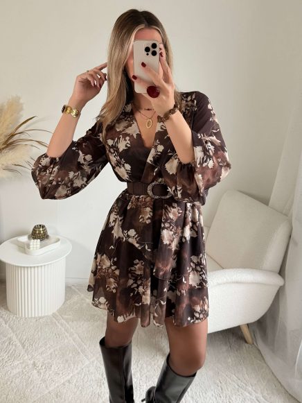 Robe fleurie marron – Cassie
