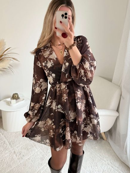 Robe fleurie marron – Cassie