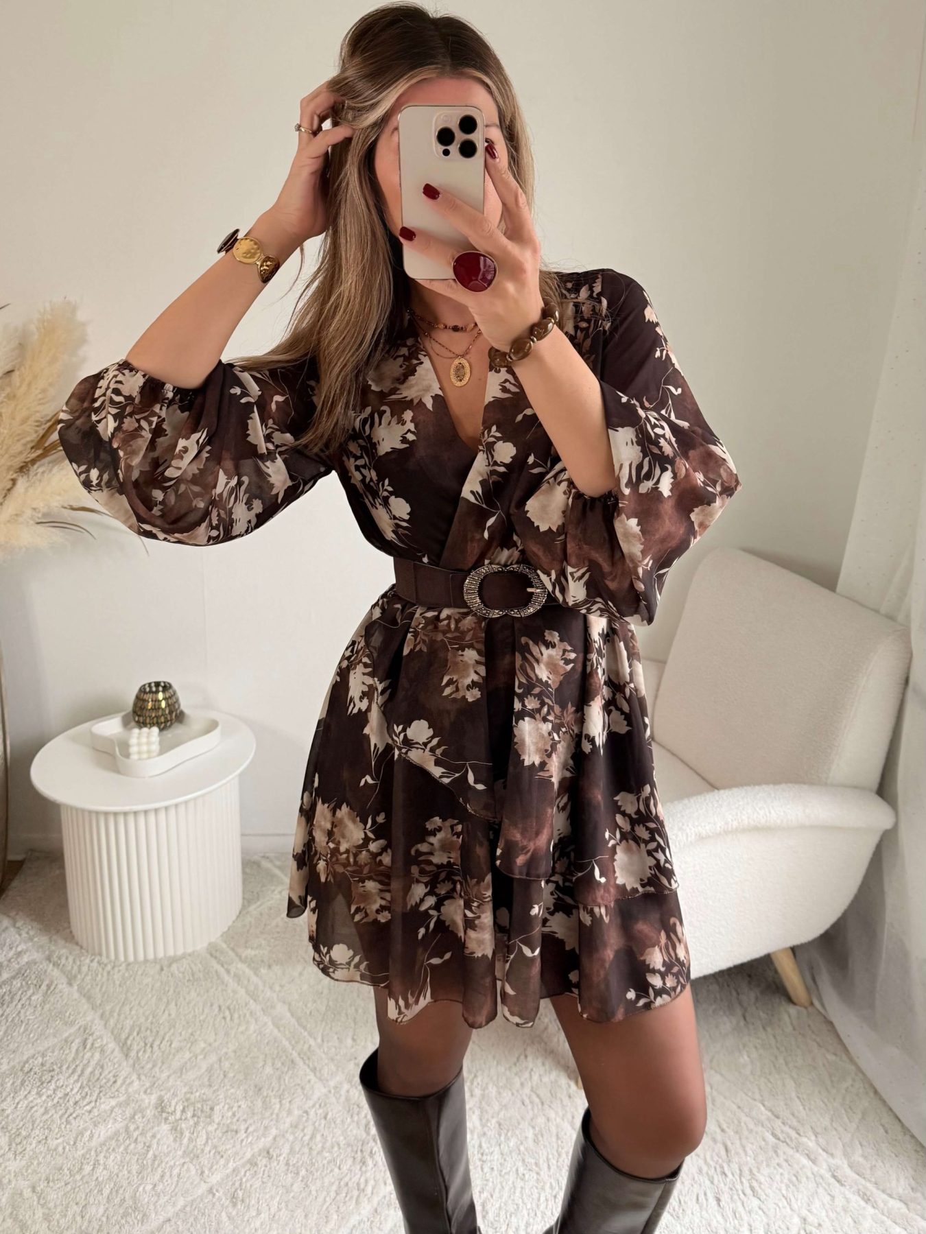 Robe fleurie marron - Cassie
