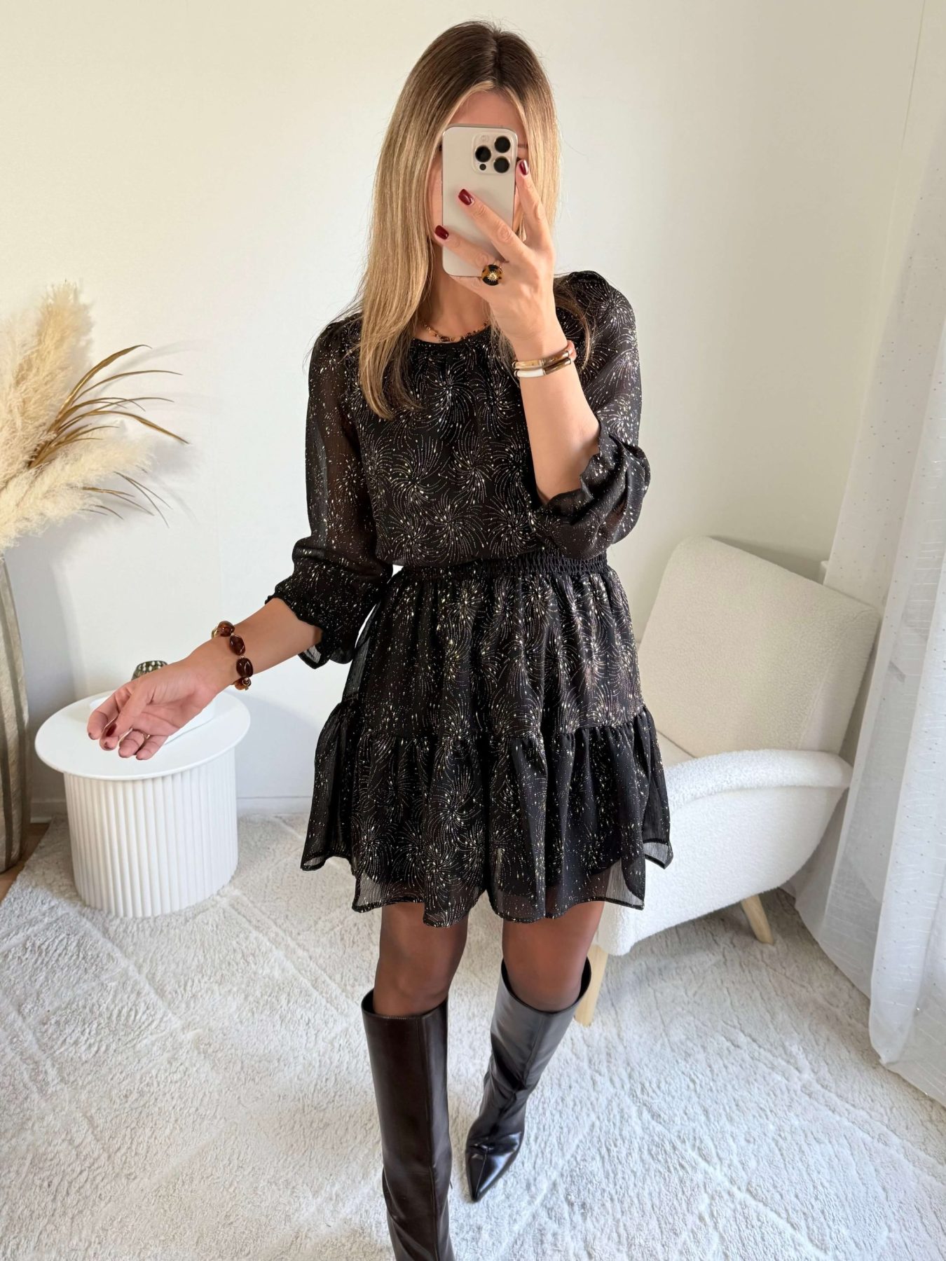 Robe noire dorée - Nina
