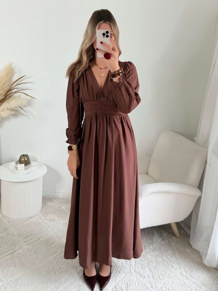 Robe longue chocolat – Margot