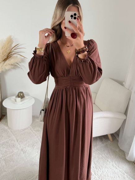 Robe longue chocolat – Margot