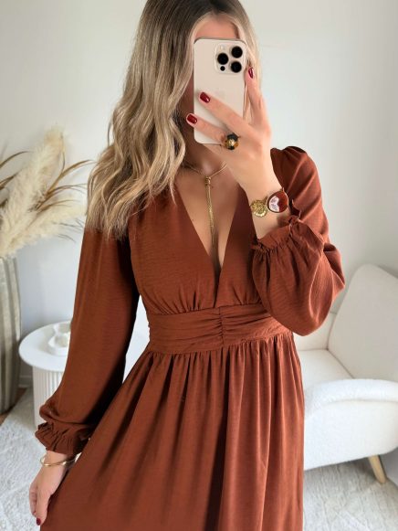 Robe longue marron – Lucie