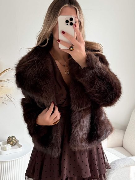 Veste en fausse fourrure marron – Jodie