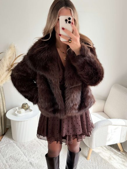 Veste en fausse fourrure marron – Jodie