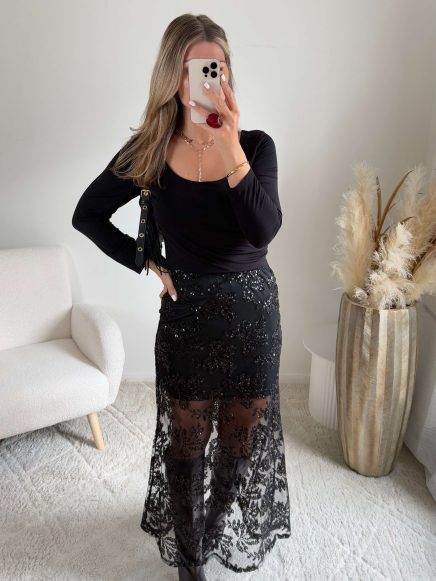 Jupe sequins noirs – Kiana