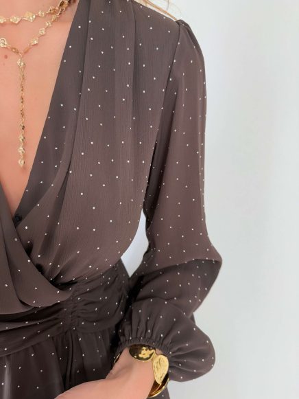 Robe marron à strass – Cali