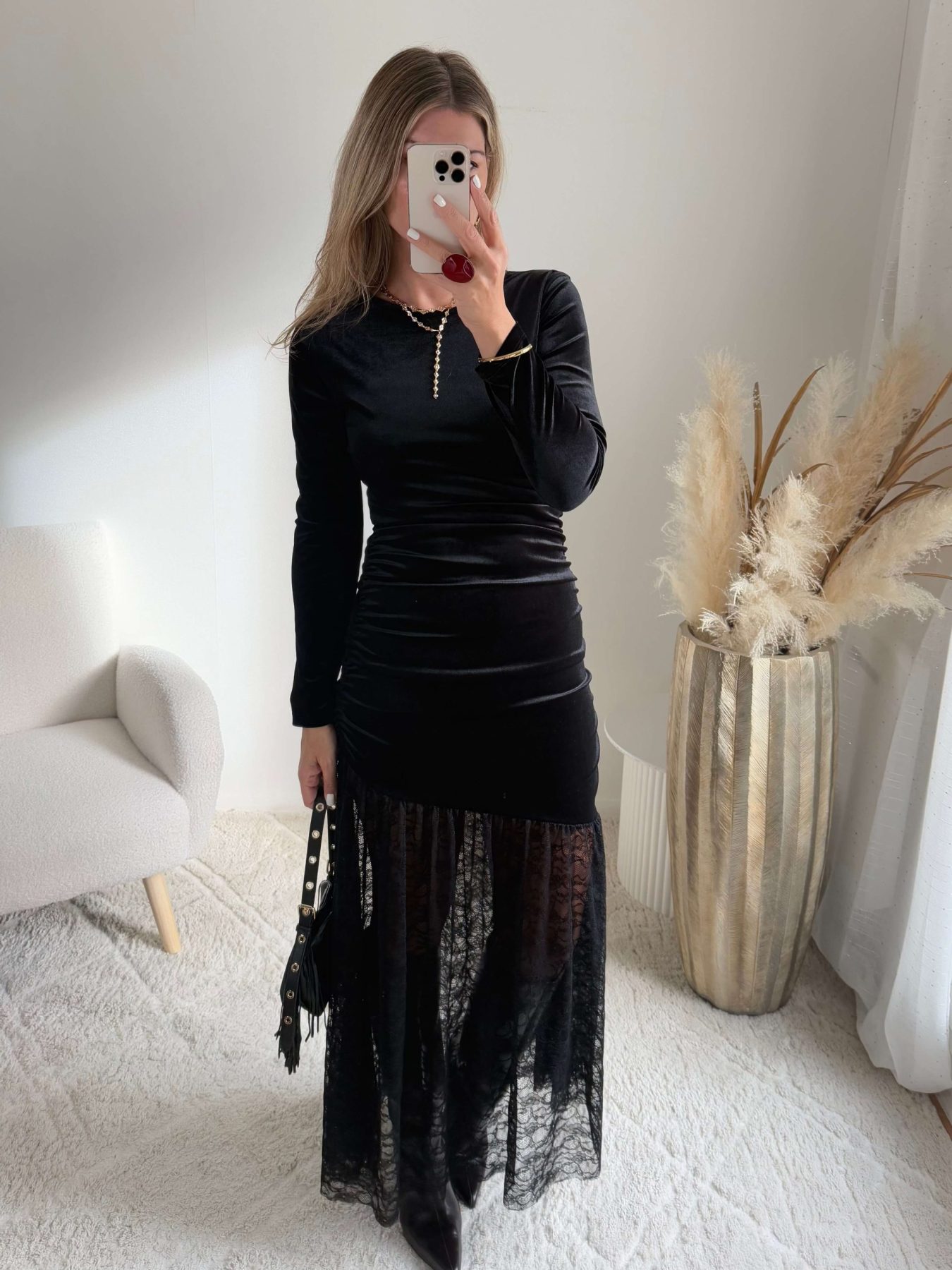 Robe longue dentelle noire - Wanda
