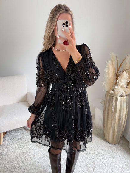 Robe noire à sequins – Adara