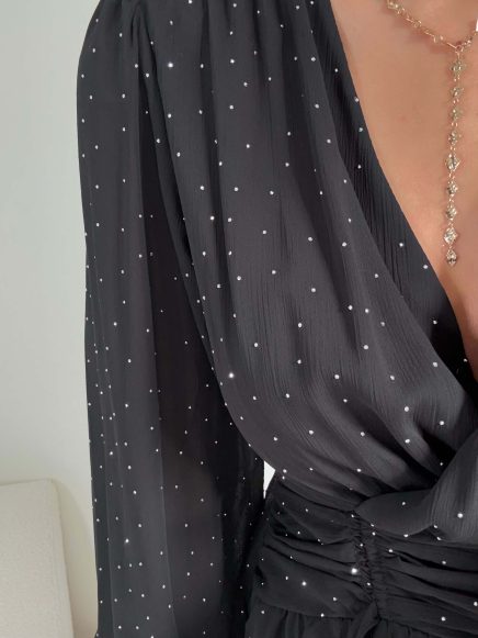 Précommande – Robe noire à strass – Cali – Expédition le 17/11/25