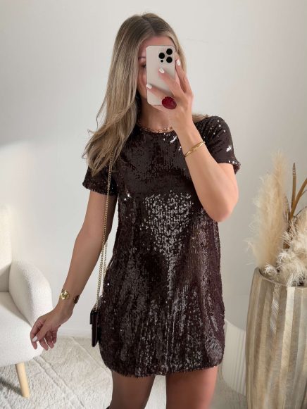Robe sequins marrons – Clem