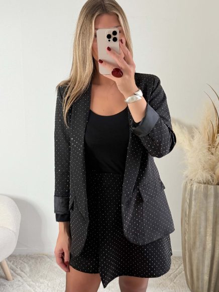 Précommande – Veste noire à strass – Stella – Expédié le 5/12