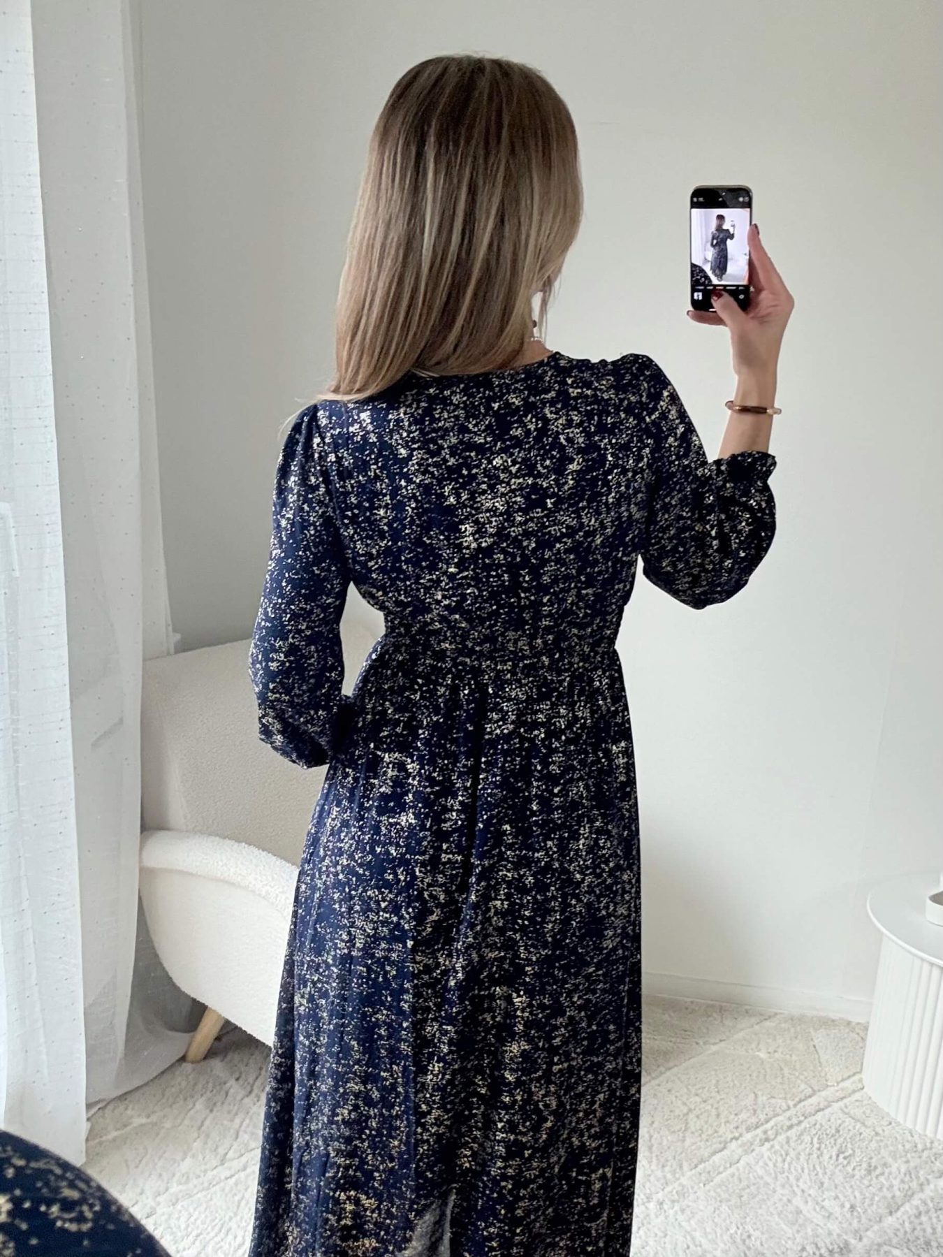 Robe longue marine dorée - Romy