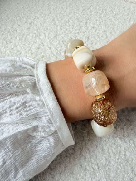 Bracelet élastique nude doré