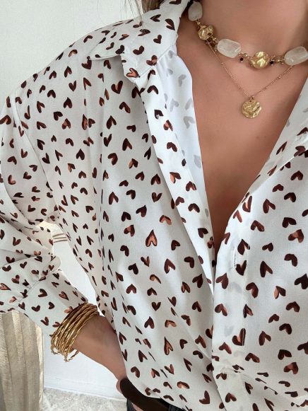 Chemise ample imprimée coeurs – Camille