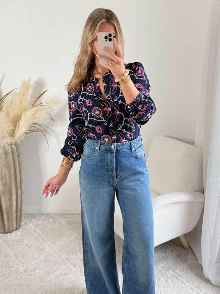 Chemisier marine brodé – Ysée